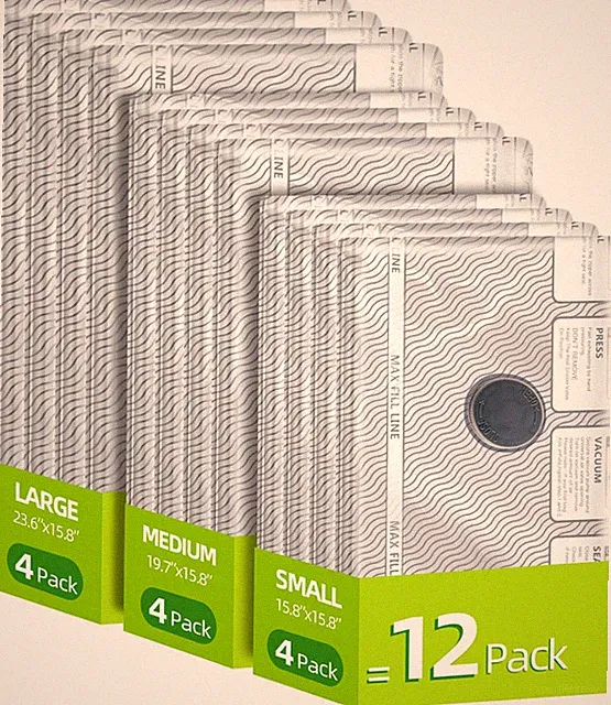 12 Pack Travel Vacuum Bags for Clothing,Compression Seal Packing Cubes for Suitc