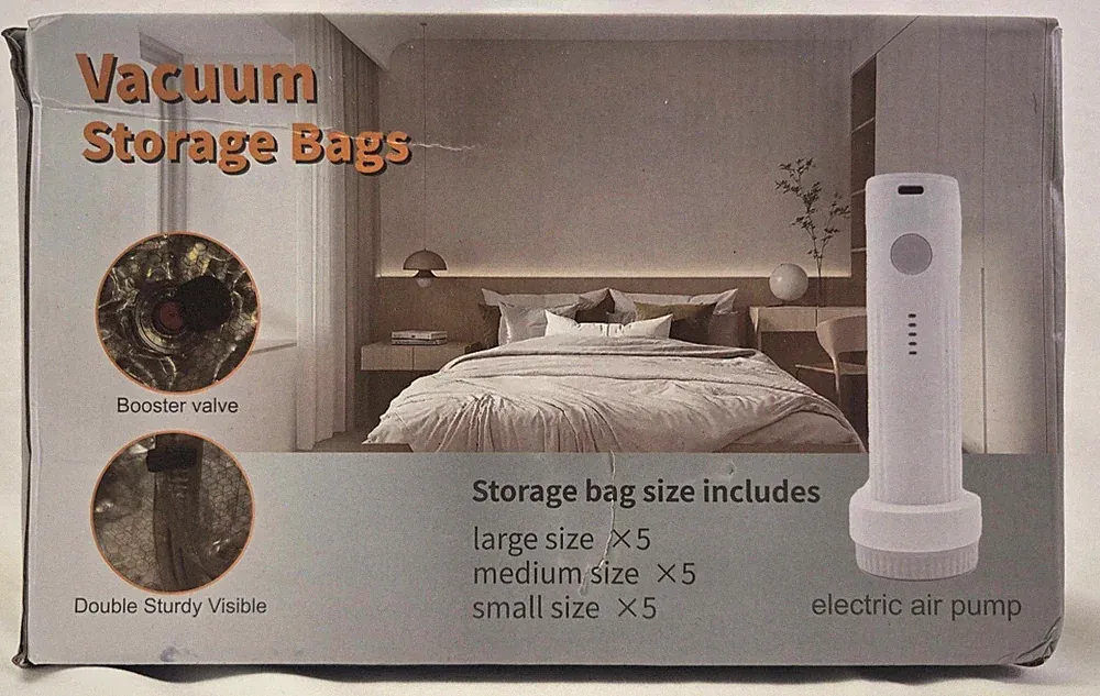 15 Pack Vacuum Storage Bags Travel Space Saver Bedding Clothes w/ Electric Pump