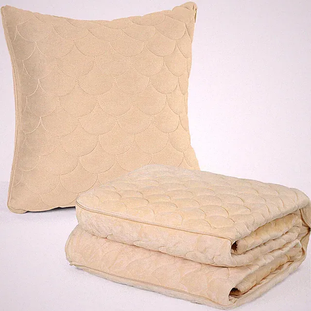 2 IN 1 Travel Pillow Blanket Combo for Traveling for Airplane Camping Trip Beige