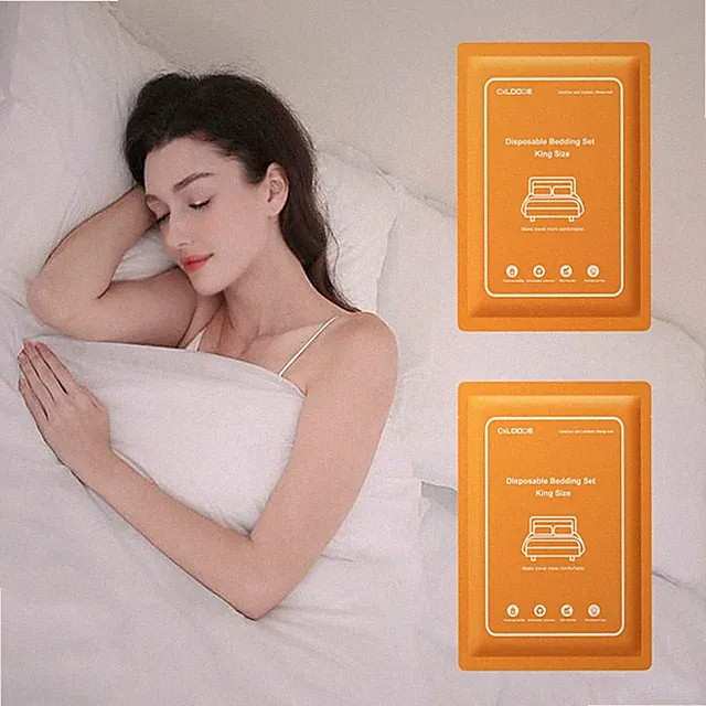 2 Pack Disposable Bed King Size, Disposable Travel for Hotel with Quilt Cover...