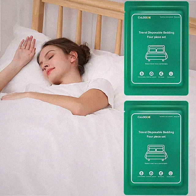 2 Pack Disposable Bed Sheets for Hotel, Portable Bedspread, Disposable Beddin...