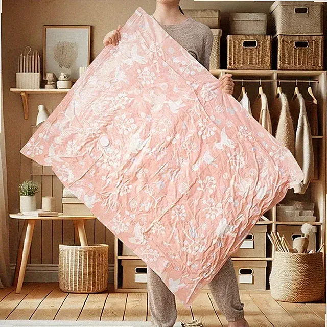 2PCS Jumbo Vacuum Storage Bags with Travel Hand Pump for Clothes Bedding Blanket