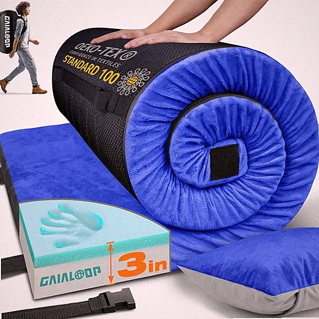 3 Inch Dual Layer Memory Foam Camping Mattress Sleeping Tent Pad Bed 1 PCS