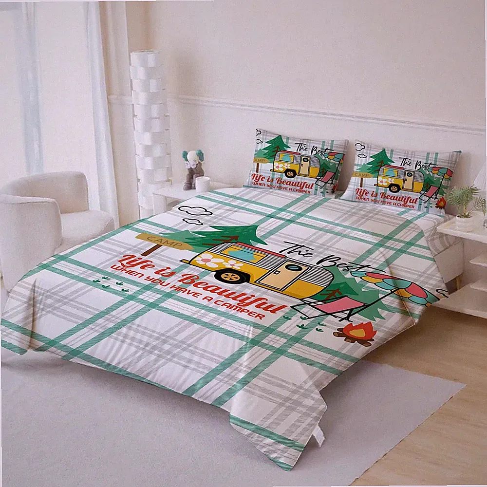 3D Travel Illustration Theme Quilt Cover Set Bedding Sets Pillowcases