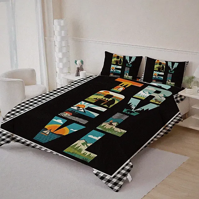 3D Travel Theme Quilt Cover Set Bedding Sets Pillowcases 191