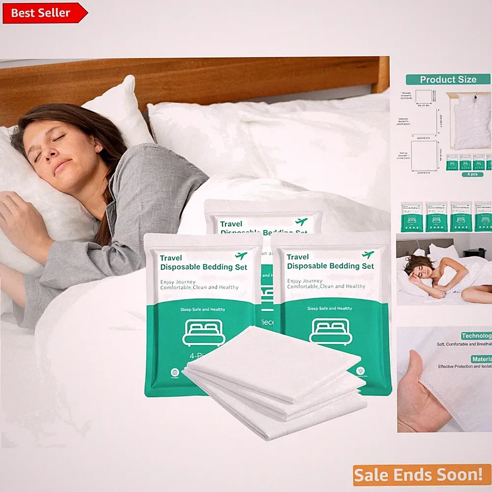 4 Pack Disposable Queen Bed Sheets Set - Travel Bedding for Hotels & Camping