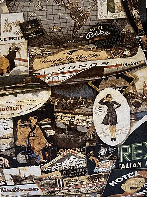 50”x 43” Travel/hobby Print, Fabric Remnant. Cotton For Quilts CraftsMedium