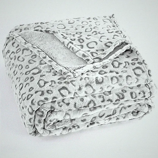 90x90 Inch Gray Leopard Print Fleece Throw Blanket Queen Size Bedspread
