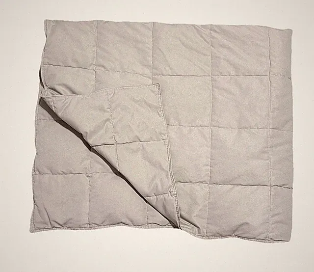 Beige Mini Down Feather Comforter Travel Blanket Lightweight Throw Khaki Chamber