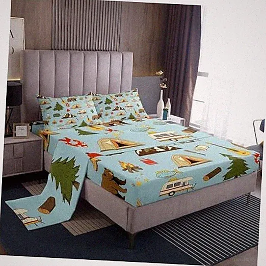 Camper Bedding For Travel Trailers Bunk, Happy Camping Bed Sheets Full Multi 03