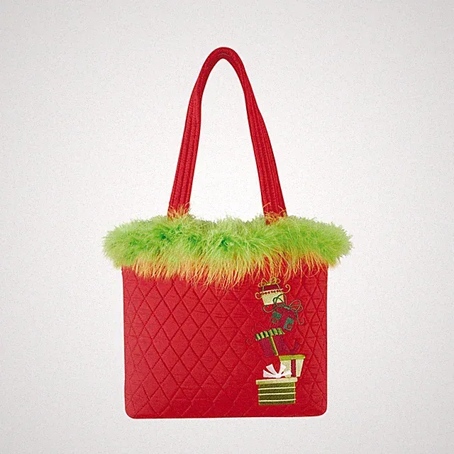Christmas Embroidered Motif Travel Tote Carrier Shoulder Bag