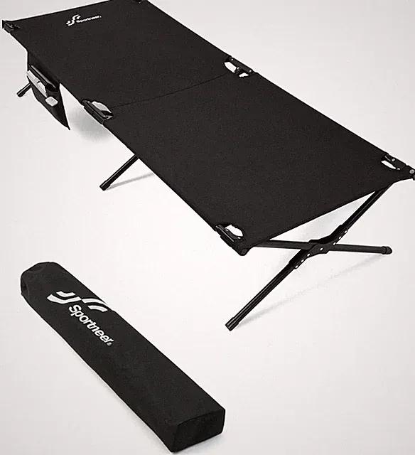 Comfort Cot Bed for Camping Traveling with Side Pockets & Storage Bag