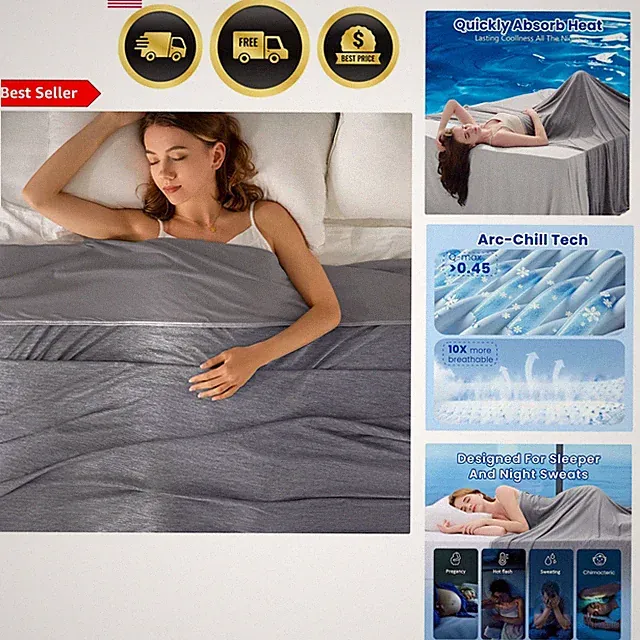 Cooling Blanket 90x90 Queen Size for Hot Sleepers Lightweight Breathable Bed...
