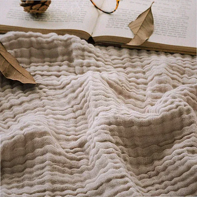 Cotton Bed Blanket Soft Muslin Boho Bedding Lightweight Breathable Twin Blanket