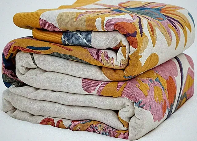 Couch Throw 100% Cotton Printed Bed Blanket 80'‘x90’' Cotton Quilted Travel