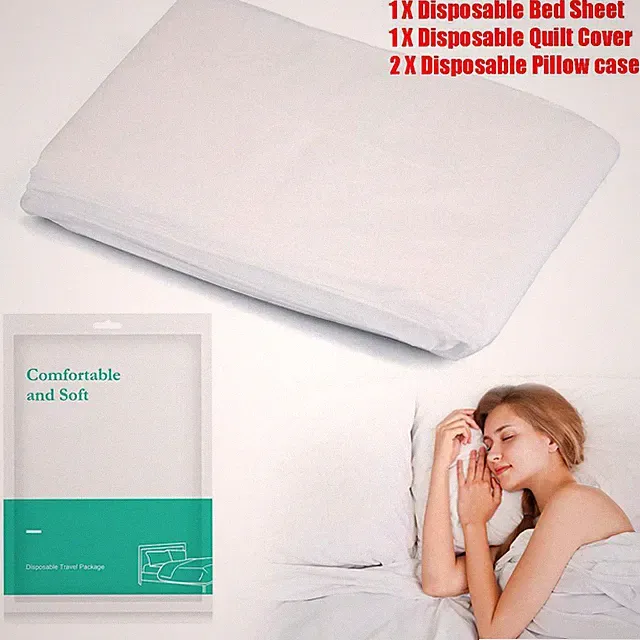 Disposable Bed Sheets , pillowcases For Hotel Travels Breathable Bed Sheets Sets