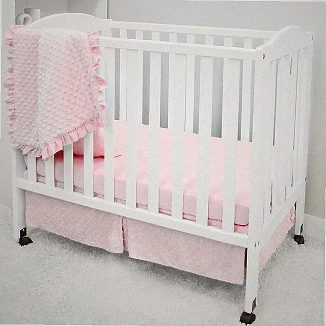 Heavenly Soft Minky Dot 3-Piece Mini/Portable Crib Bedding Set, Pink, for Girls