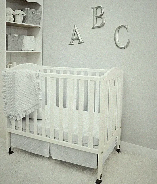 Heavenly Soft Minky Dot 3-Piece Mini/Portable Crib Bedding Set, White, for Bo...
