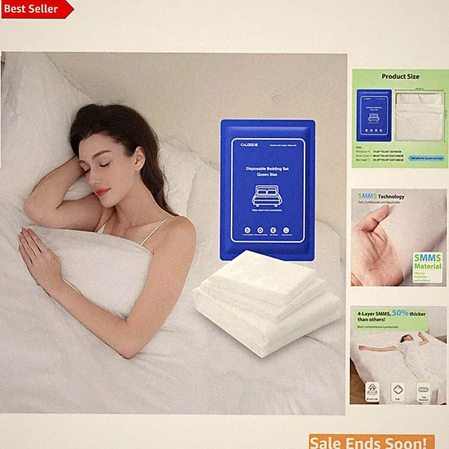 Hygienic 4-Piece Disposable Bed Sheet Set for Queen Size Beds - Travel Must-Have