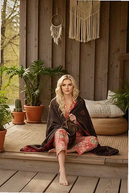Johnny Was Mina Gold Travel Blanket H17824-0