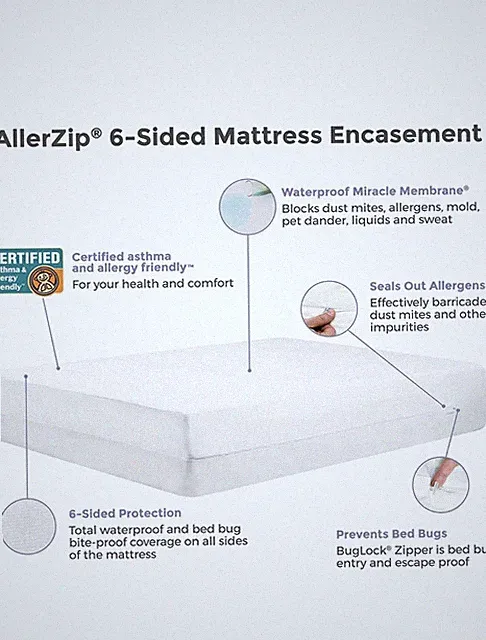 KING Size AllerZip 6-Sided Mattress Encasement Waterproof Bug & Allergy Proof