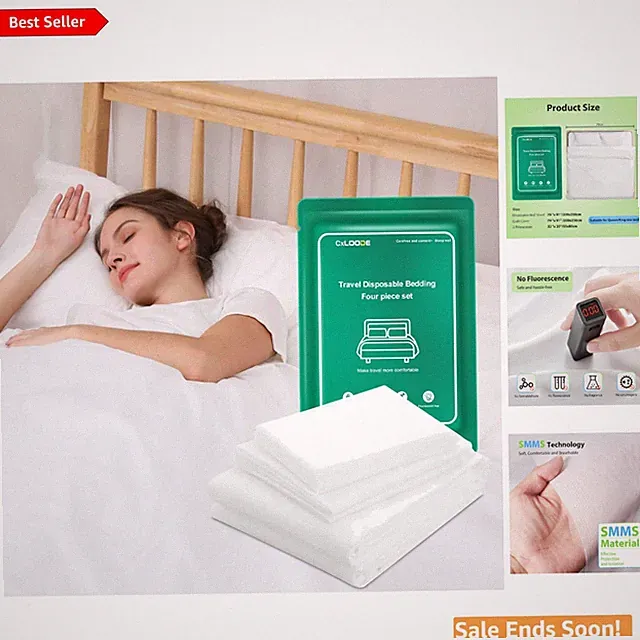 Lightweight Disposable Queen Bed Sheet Set - Perfect for Travel & Business Trips