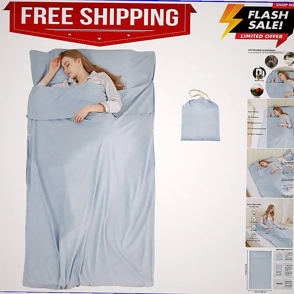 Liner Camping Adult Sleep Sack Lightweight Travel Sheet for Hotel Bed Compact...