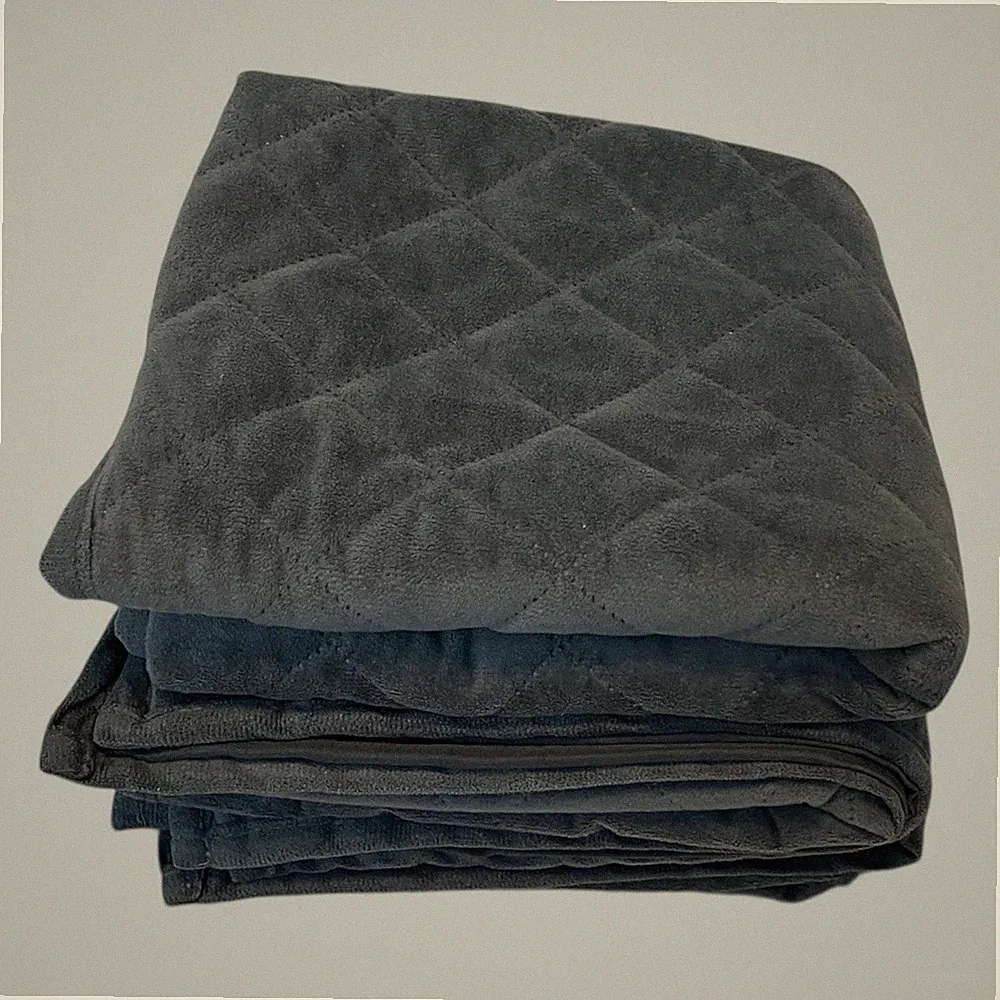 Lot of 3 King Size Pillow Shams Gray Velvet Quilted Travel Camping Bedroom