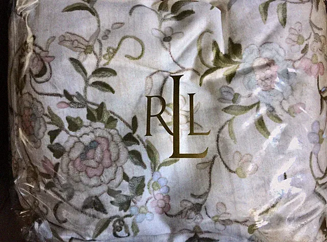 NWT $220 Ralph Lauren Romantic Traveler CAL KING Bedskirt Pastel/Cream Cotton