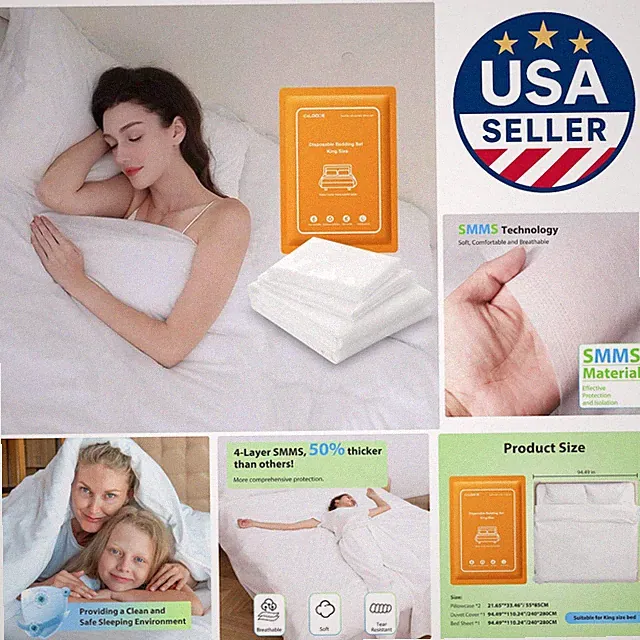 Portable 4 PCS Disposable King Size Bed Sheet Set - Safe & Clean Travel Solution
