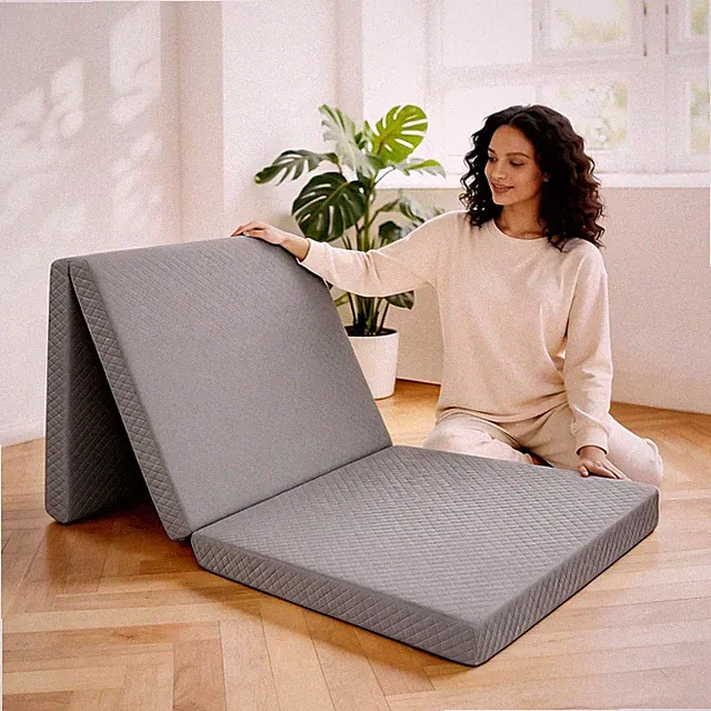 Portable Tri-Folding Mattress Topper, 3" Queen Bed for Travel & Camping