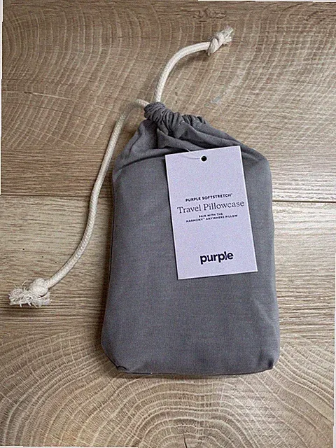 Purple SoftStretch Pillowcase Travel Case Size 16.5" x 13.5" Dark Gray NWT