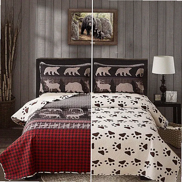 Queen Size Quilt Set Lodge Rustic Quilt Bedding Set Queen Size Bedspread Coverle