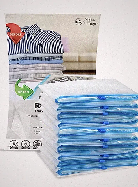 Roll Up Storage Compression Bags Bedding Travel Suitcase 10pk.