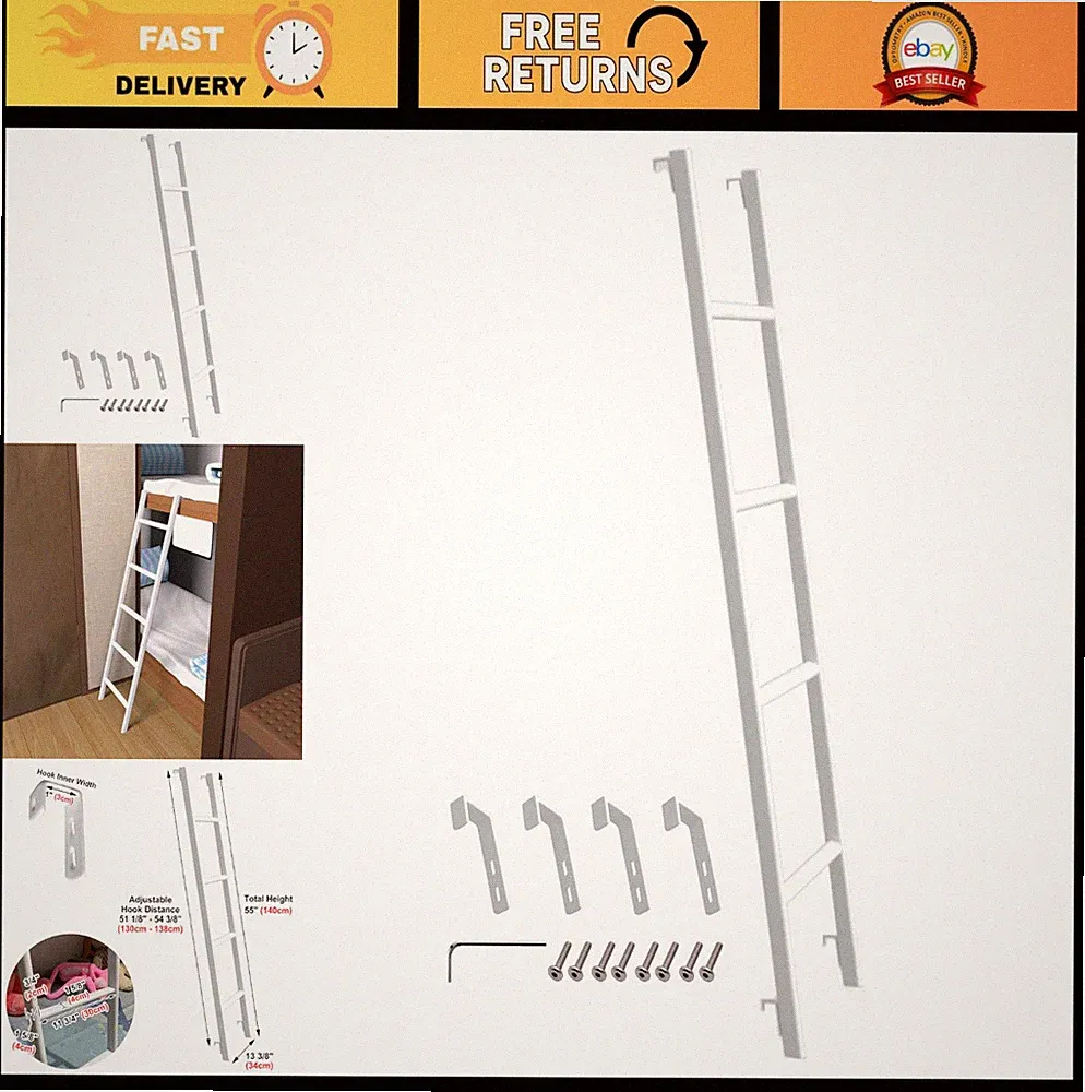 RV Bunk Bed Ladder 45"/50"/55"/60"/66"/72'', Heavy Duty Travel Trailer Bed