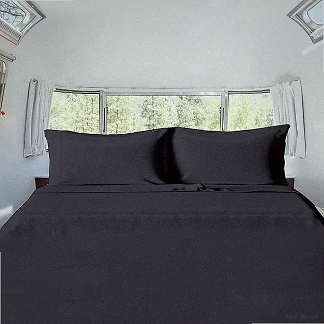 RV King Giza Cotton Bed Sheet Set - Camper Sheets for Travel Trailers - 4 Pie...