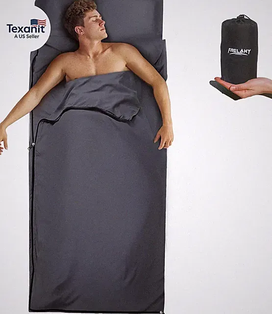 Sleeping Bag Liner, XL Travel Sheet & Camping Sheet for Backpacking, Hotel, Host