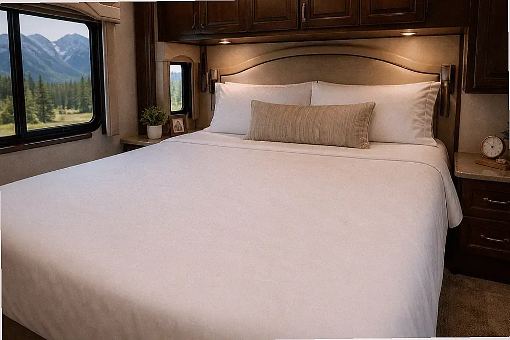 Thomas Payne Microfiber Sheet Set - Narrow King, White RV Travel Trailer Bedding
