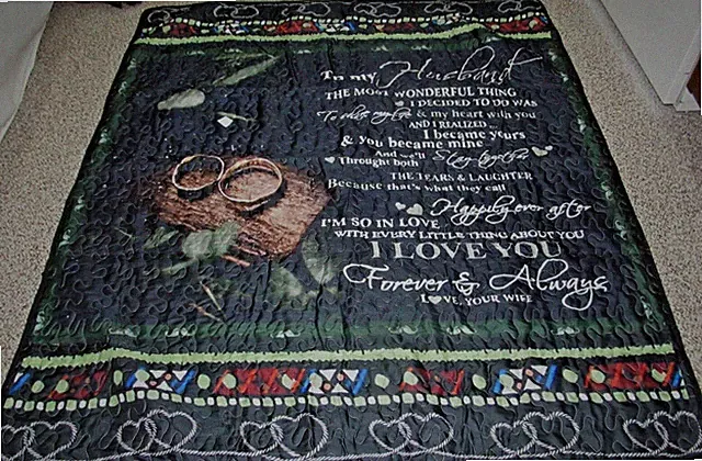To My Husband Throw / Travel blankets, Cotton quilted 67" x 59"