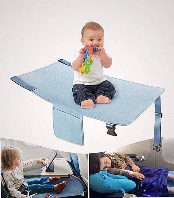 Toddler Airplane Bed, Kids Seat Extender Travel Foot Rest for FlightsBlue