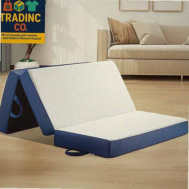 Twin Folding Mattress Topper, 4" Memory Foam with Washable Cover for Camping