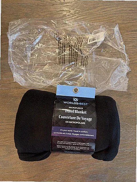 World’s Best Microfleece Travel Blanket Black Soft Compact Airplane Blanket NEW