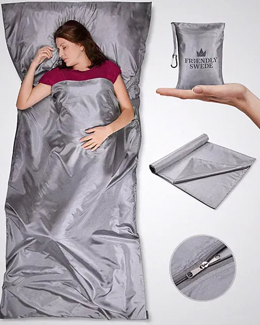 XL Sleeping Bag Liner Ultralight - Thin Travel Sheets for Hotel with Full Len...